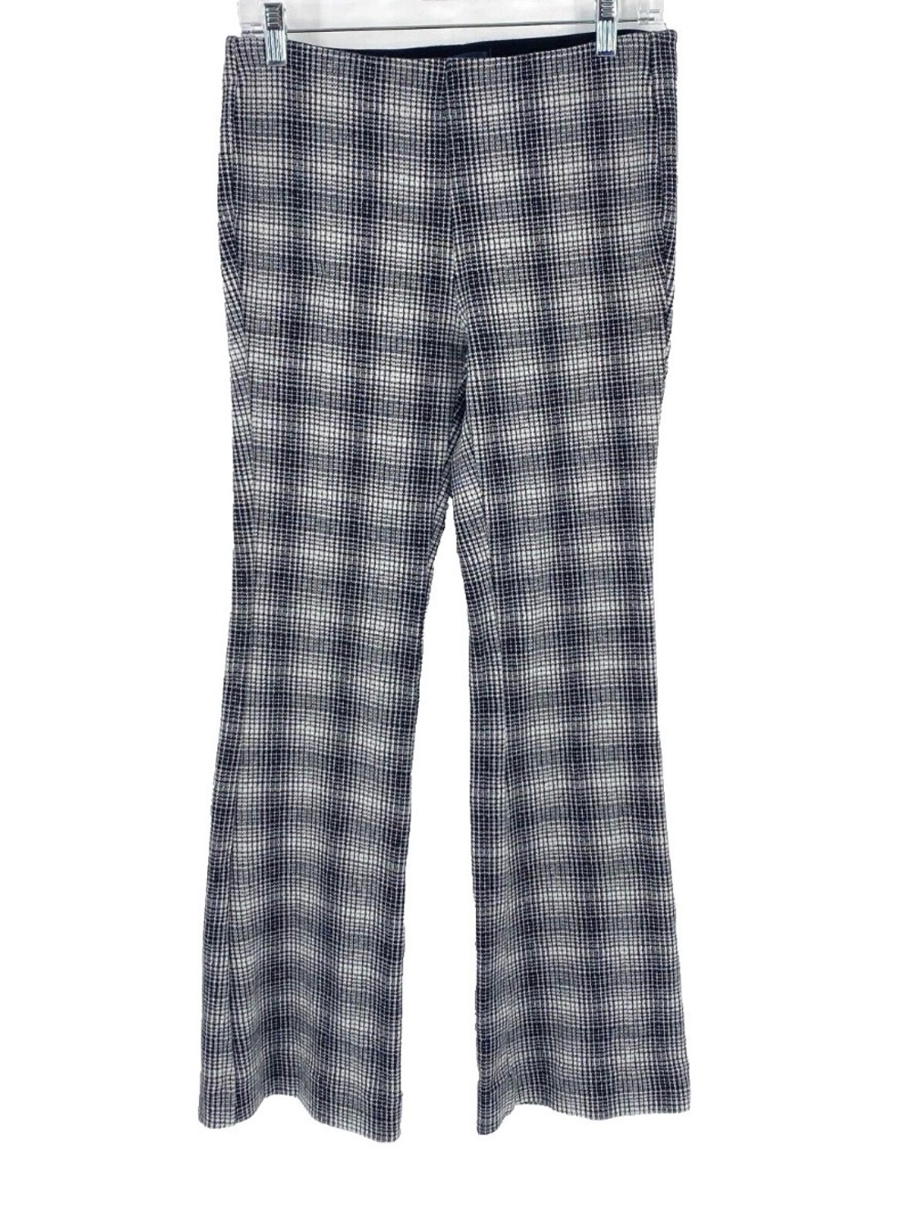 MAEVE ANTHROPOLOGIE ELASTIC WAIST PLAID KICK FLARE SIZE SMALL BLACK & WHITE - Picture 2 of 10